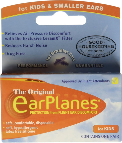 Earplanes Childrens Ear Plugs Disposable for Flight Sound Noise and Air Protection, 1 Pair...